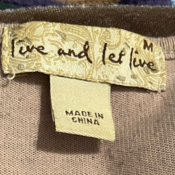 Live and Let Live Top with Different Fabrics - Velour & Cotton Size Medium - Picture 4 of 4